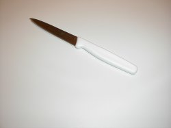 Icel 4 inch spear point paring/utility white handle