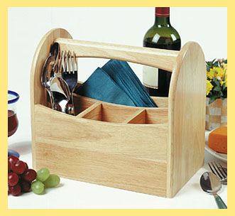 Lipper Beach Wood Cutlery Caddy