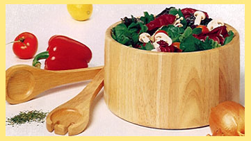 Lipper Beach Wood  Salad Bowl with Servers